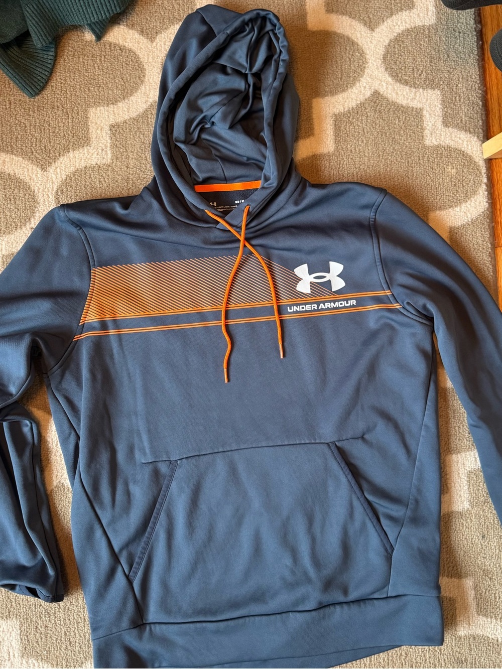 Under Armour Men's Gray Hooded Pullover with Orange Stripe
